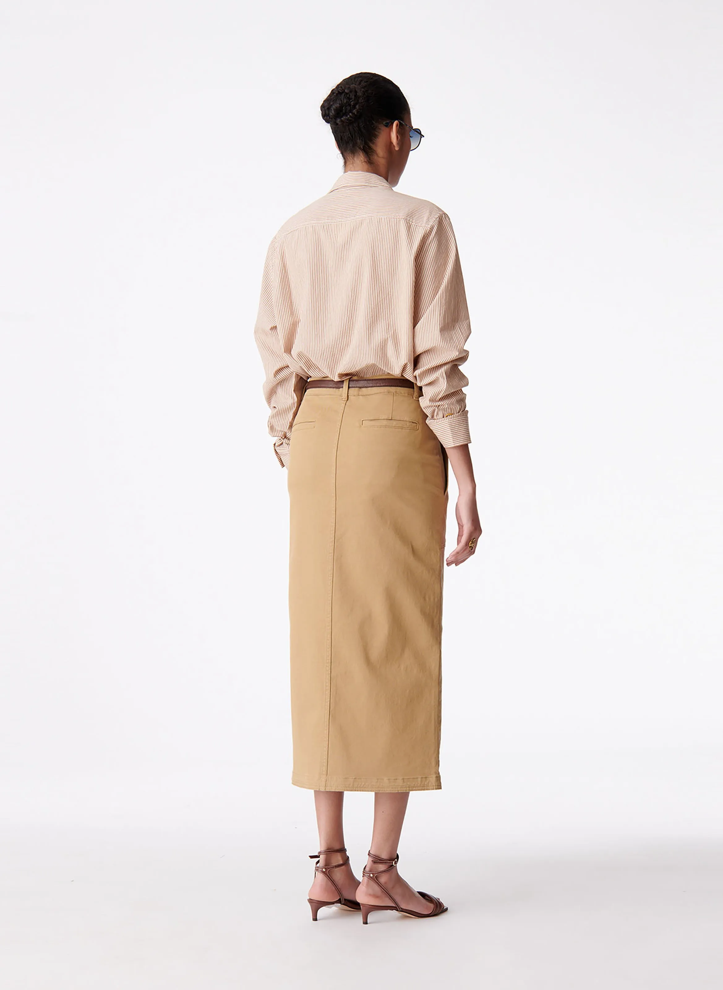 VANESSA BRUNO DRAGA - Falda midi recta de mezcla de algodón en beige